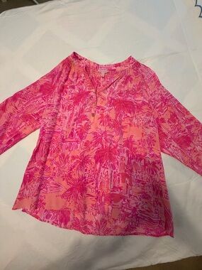 Lilly Pulitzer Pink Scenic-Print Tunic Blouse Elsa